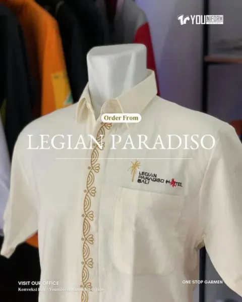 Kemeja seragam Legian Paradiso hasil produksi Youniform